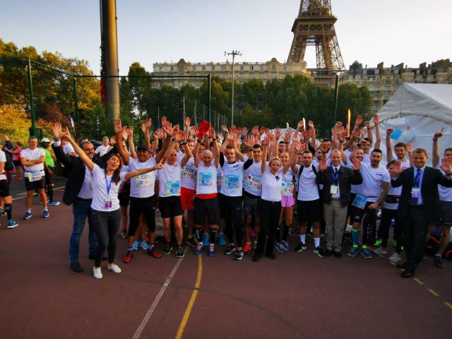 L'équipe "Aux sports jeunes citoyens !" avant le départ de la course.