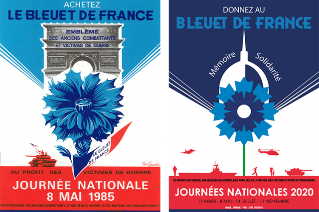 ancienne et nouvelle affiche du Bleuet de France