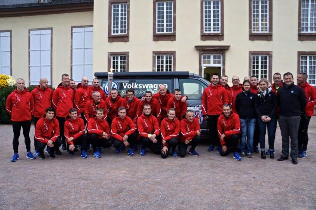 Equipe franco-allemande des participants à la course relais