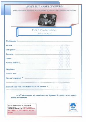 Fiche d'inscription concours